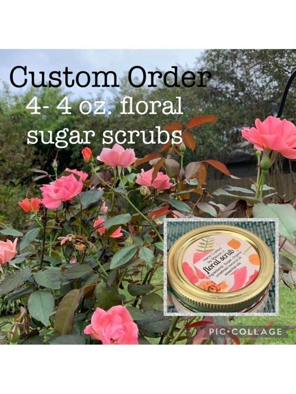 Hand Crafted Floral Sugar Scrub 4 oz